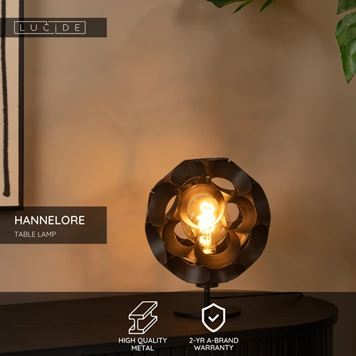 Lucide HANNELORE - Table lamp - Ø 25 cm - 1xE27 - Black - USP